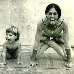 vintage yoga 1973 mum and son